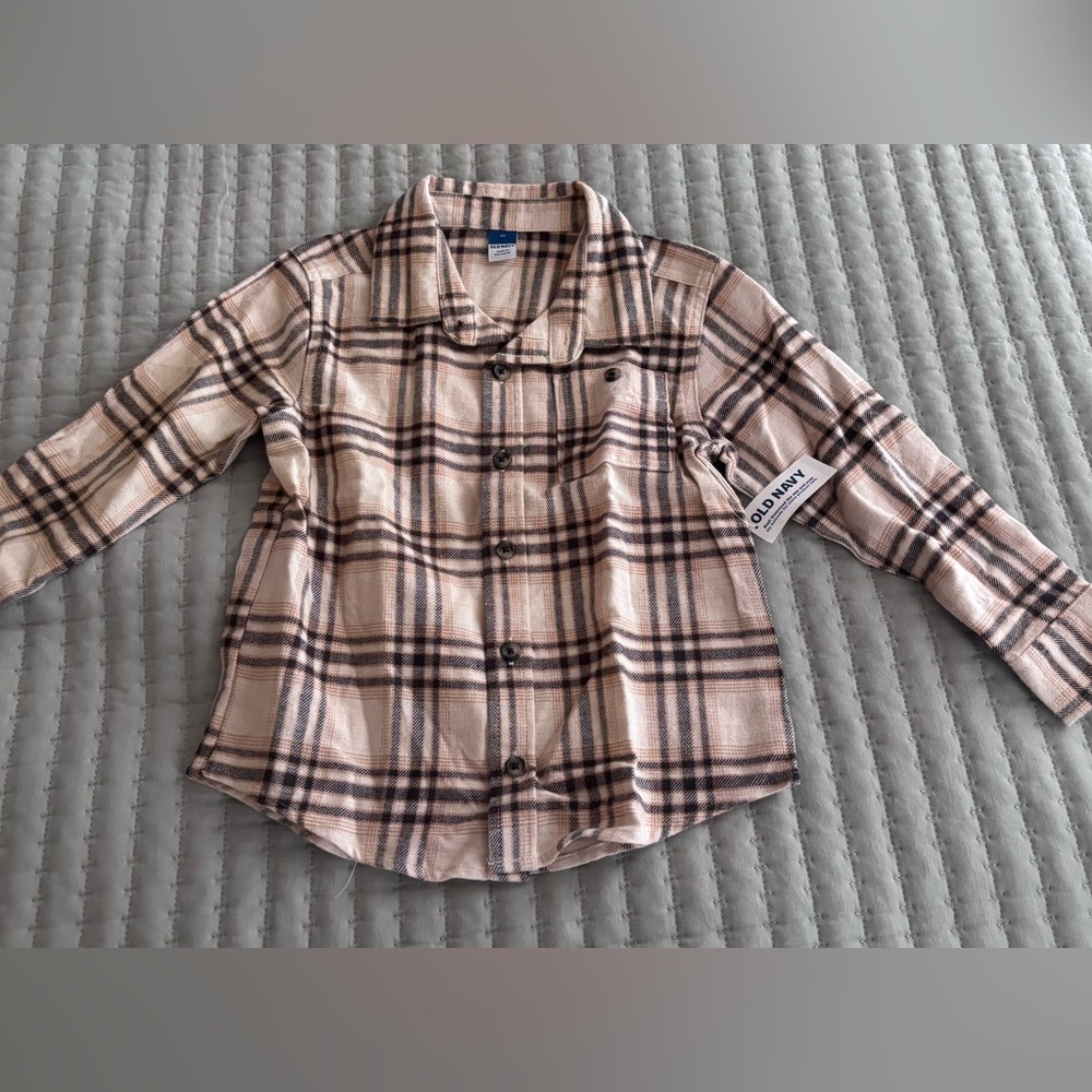 Old Navy Cozy Long-Sleeve Plaid Pocket Shirt for Toddler Boys 5T